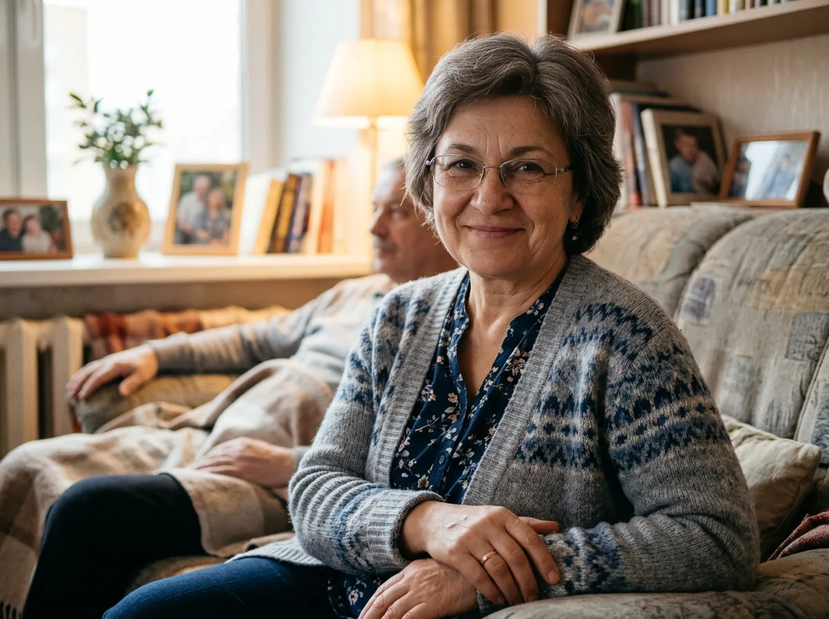 Аватар женщины 55-60 лет, жена пациента, домашнее фото, тёплая атмосфера